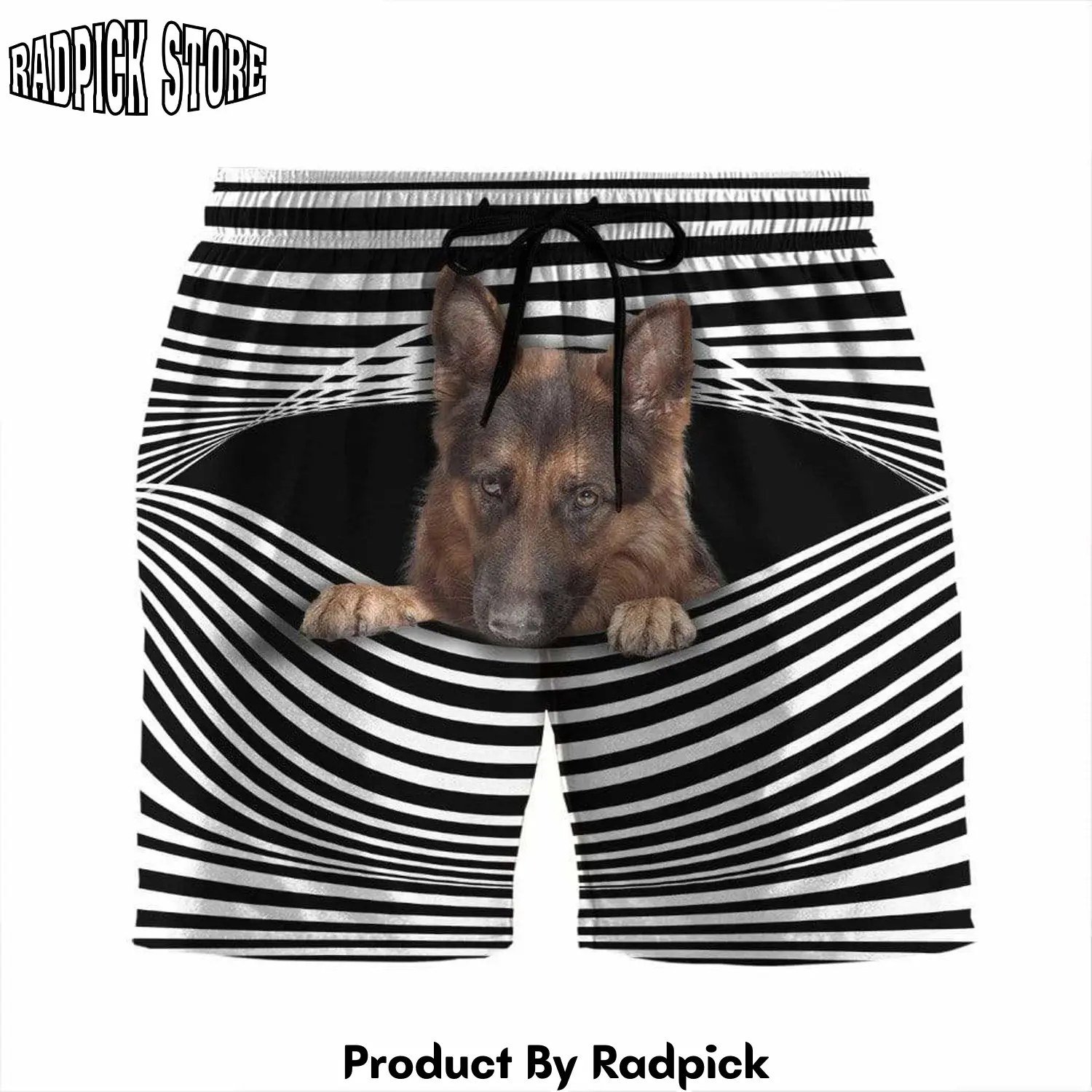 Radpick 3d german shepherd dog stripes custom beach shorts swim trunks rp631492